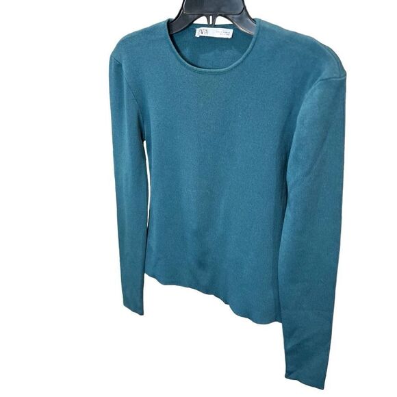 Zara ribbed teal sweater size medium - Picture 3 of 13